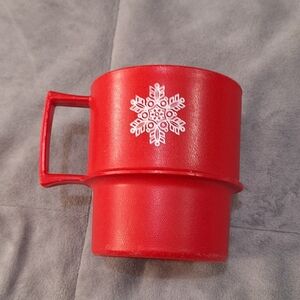 Vintage Tupperware Red Plastic Snowflake Mug